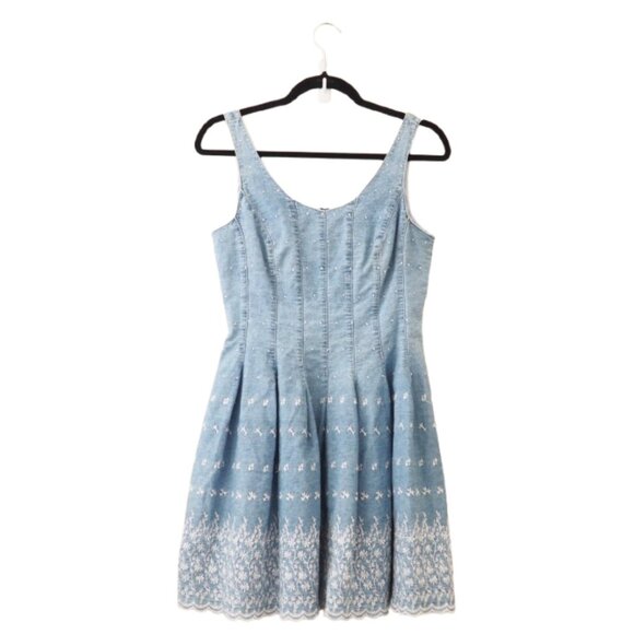 vintage Dresses & Skirts - Vintage Ashlee Blue Floral Embroidered Sleeveless Sundress sz 8